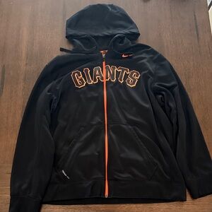 Nike Black and Orange San Francisco Giants Zip Up Hoodie XL